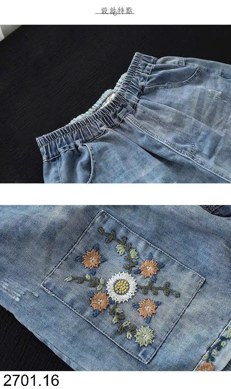 26HA2701.16 - QUẦN SHORT JEAN THÊU