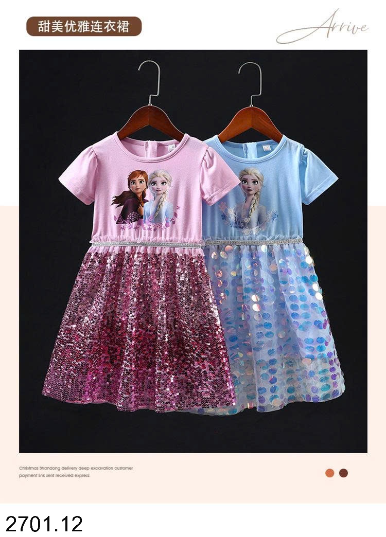 26HA2701.12 - VÁY BÉ GÁI FROZEN ĐÍNH SEQUIN