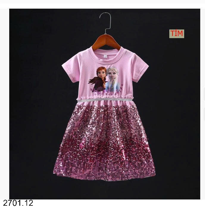 26HA2701.12 - VÁY BÉ GÁI FROZEN ĐÍNH SEQUIN
