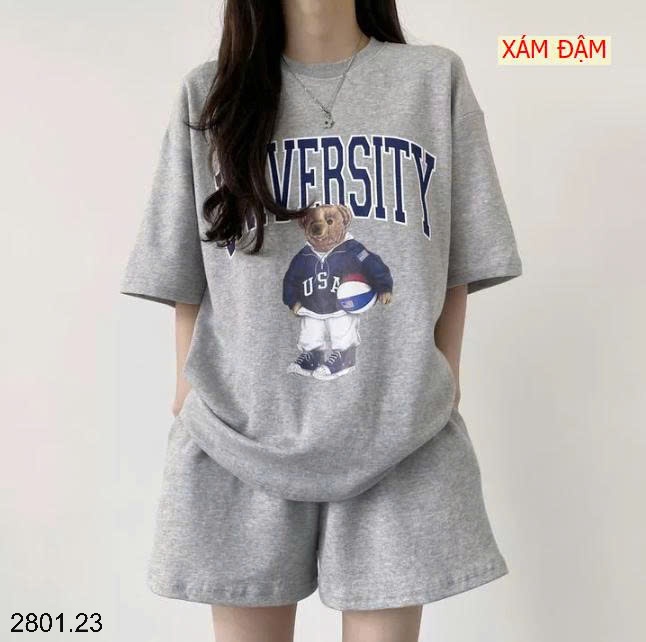 26HA2801.23 - BỘ COTTON HÌNH GẤU CHO NỮ