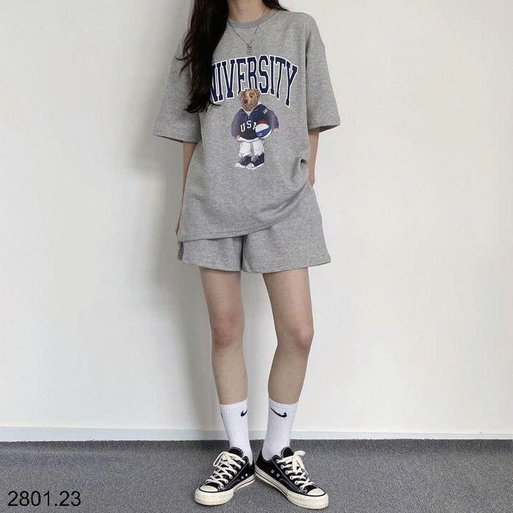 26HA2801.23 - BỘ COTTON HÌNH GẤU CHO NỮ