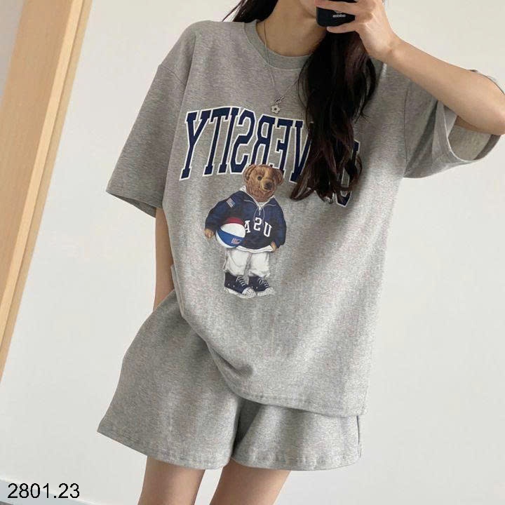 26HA2801.23 - BỘ COTTON HÌNH GẤU CHO NỮ