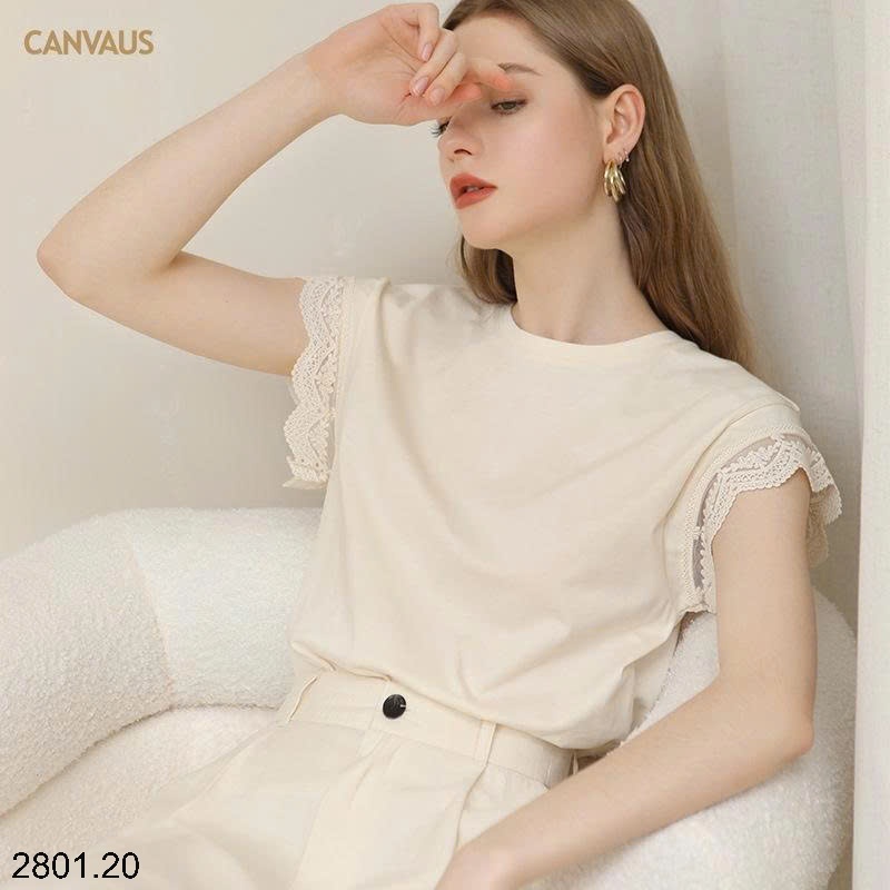 26HA2801.20 - ÁO THUN VIỀN BÈO CANVAUS