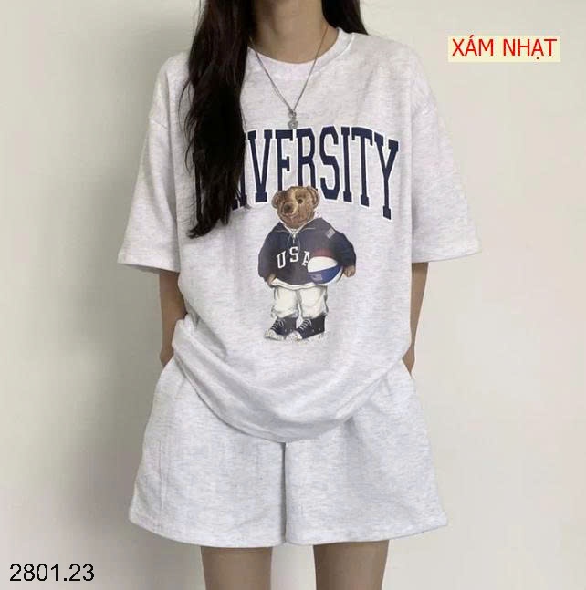 26HA2801.23 - BỘ COTTON HÌNH GẤU CHO NỮ