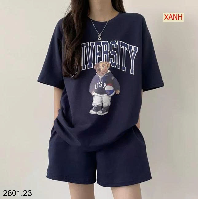 26HA2801.23 - BỘ COTTON HÌNH GẤU CHO NỮ