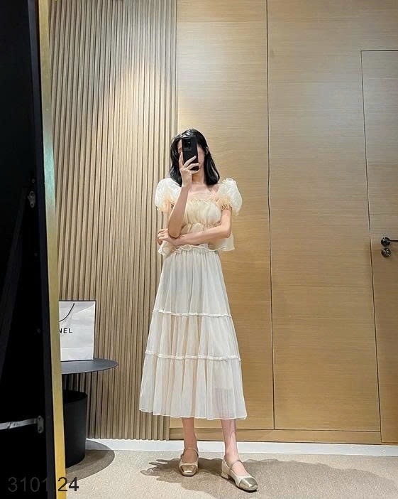 26HA3101.24 - GIÀY MARRY JANE ĐẾ VUÔNG HOA TRÀ