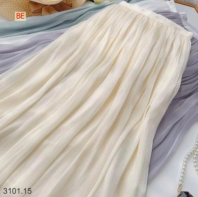 26HA3101.15 - CHÂN VÁY TƠ LỤA MIDI
