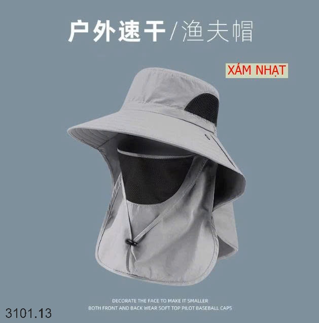 26HA3101.13 - MŨ CHỐNG NẮNG NHANH KHÔ KÈM BỊT MẶT