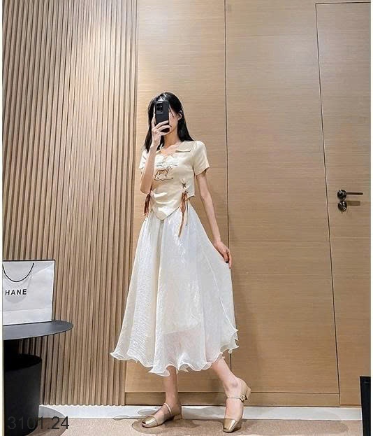 26HA3101.24 - GIÀY MARRY JANE ĐẾ VUÔNG HOA TRÀ