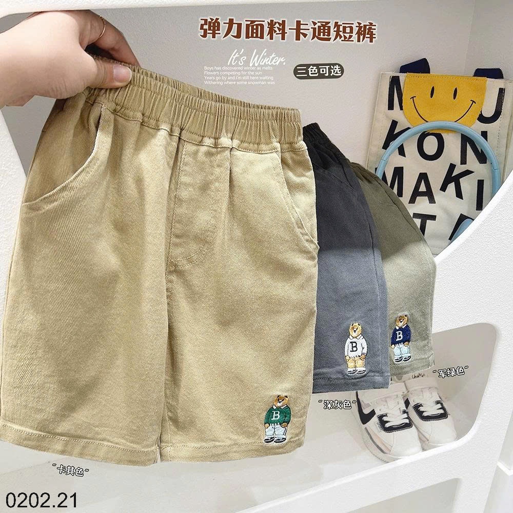 26HA0202.21 - QUẦN SHORT THÊU GẤU BÉ TRAI KACADY