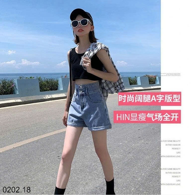 26HA0202.18 - QUẦN SHORT DEMIN HAI KHUY CHO NỮ
