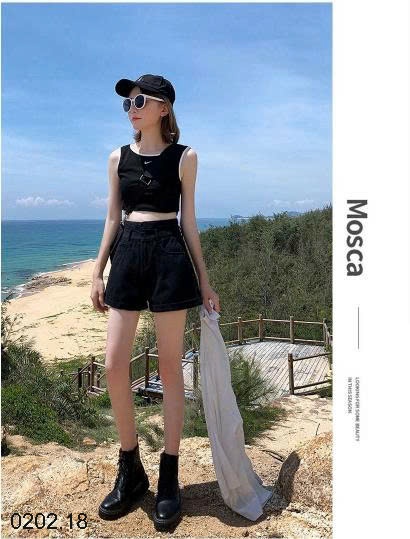 26HA0202.18 - QUẦN SHORT DEMIN HAI KHUY CHO NỮ