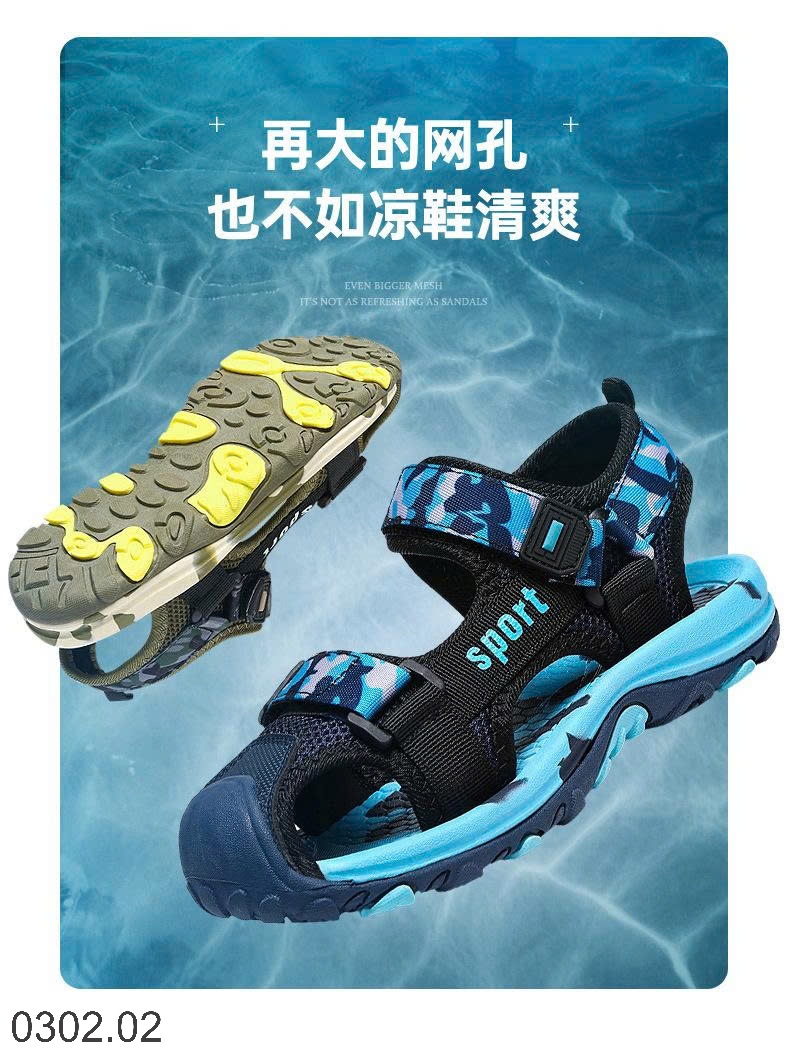 26HA0302.02 - SANDAL BÍT MŨI SPORT BÉ TRAI