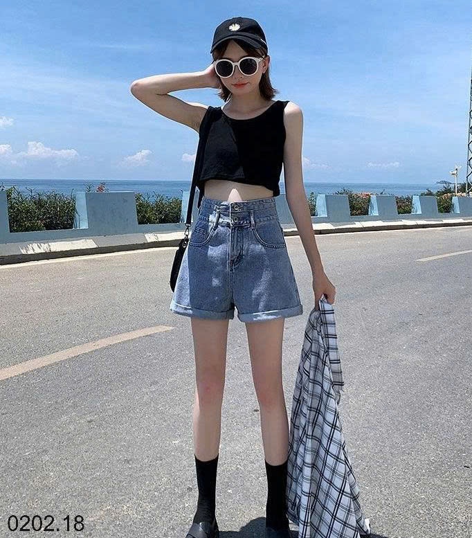 26HA0202.18 - QUẦN SHORT DEMIN HAI KHUY CHO NỮ
