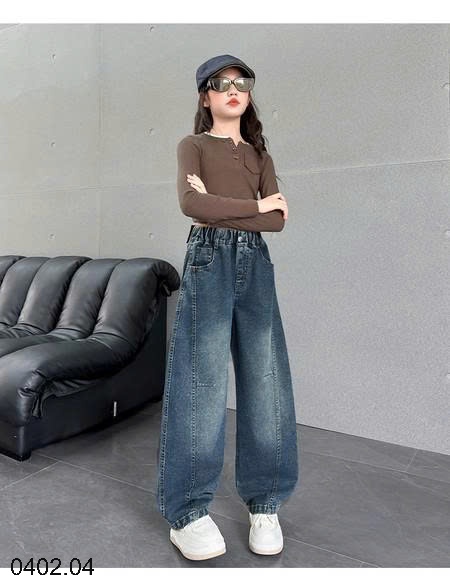26HA0402.04 - QUẦN JEAN ỐNG RỘNG SIZE ĐẠI BÉ GÁI