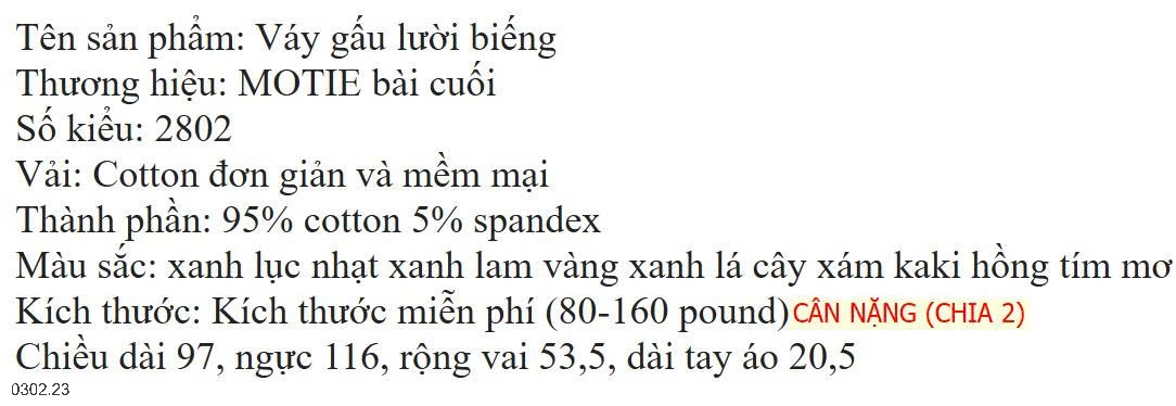 26HA0302.23 - VÁY HÃNG MOTIE HÌNH GẤU DỄ THƯƠNG NỮ