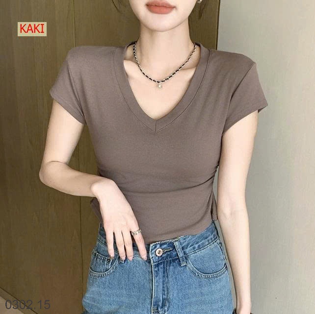 26HA0302.15 - ÁO THUN CỔ V TÔN DÁNG