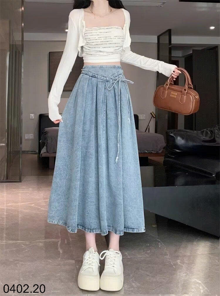 26HA0402.20 - VÁY DENIM EO CHUN
