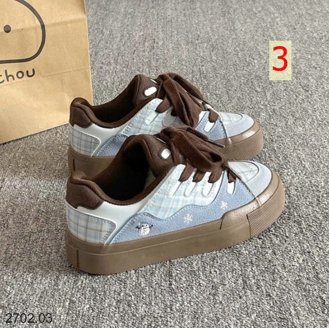 26HA2702.03 - GIÀY SNEAKER CARO NƠ DÂY TO SIÊU XINH