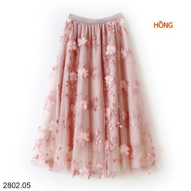 26HA2802.05 - CHÂN VÁY VOAN ĐÍNH HOA NỔI ANNA
