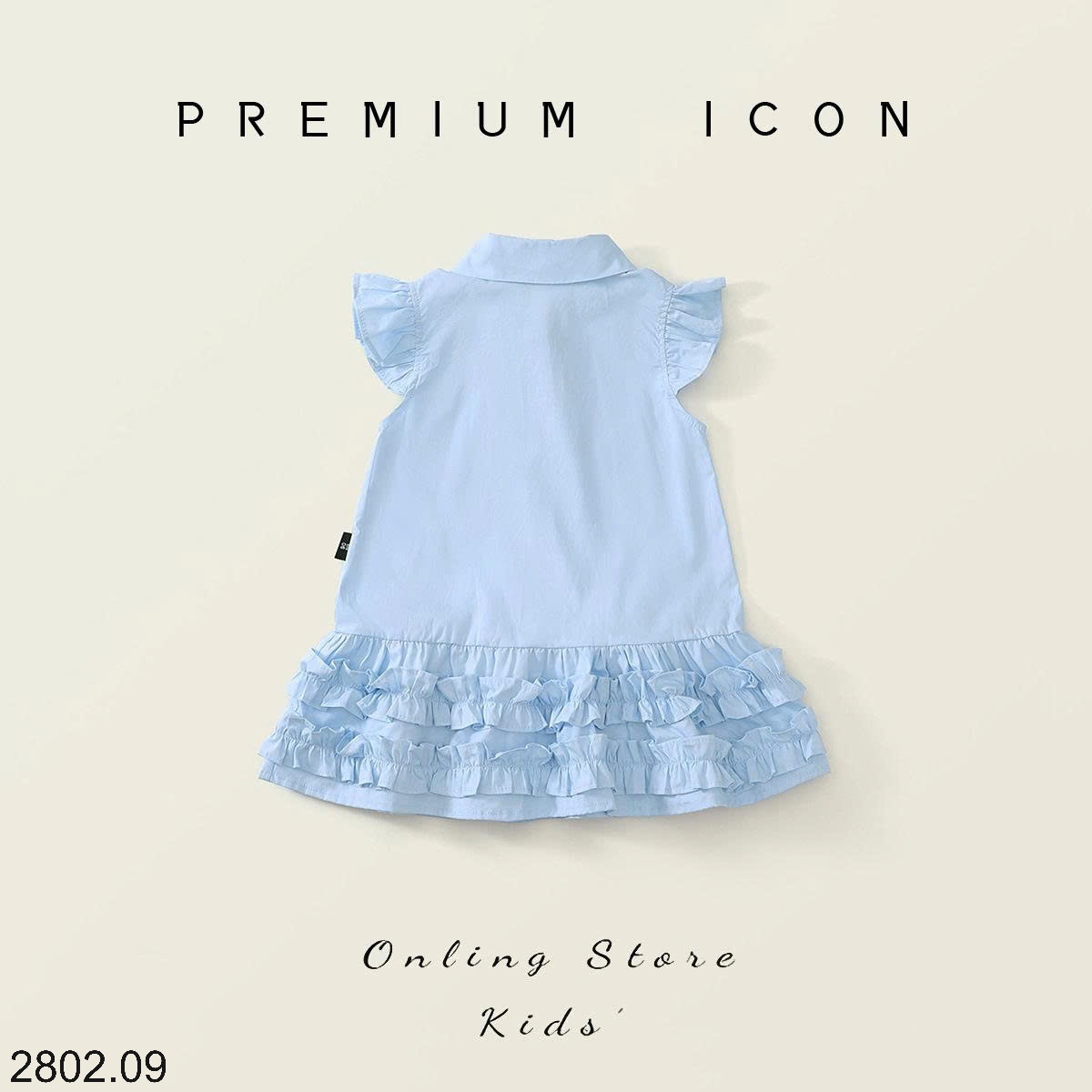 26HA2802.09 - ĐẦM XANH XẾP LY BÈO CỔ SEN PREMIUM BÉ GÁI