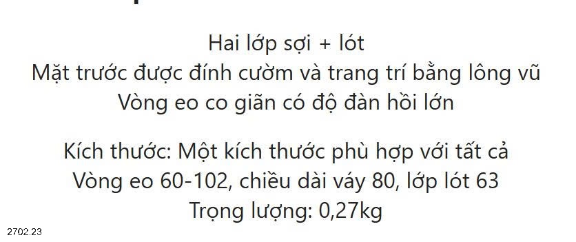 26HA2702.23 - CHÂN VÁY ANGEL NỮ ĐÍNH LÔNG