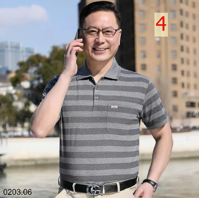 26HA0203.06 - ÁO POLO KẺ TRUNG NIÊN CHO BỐ