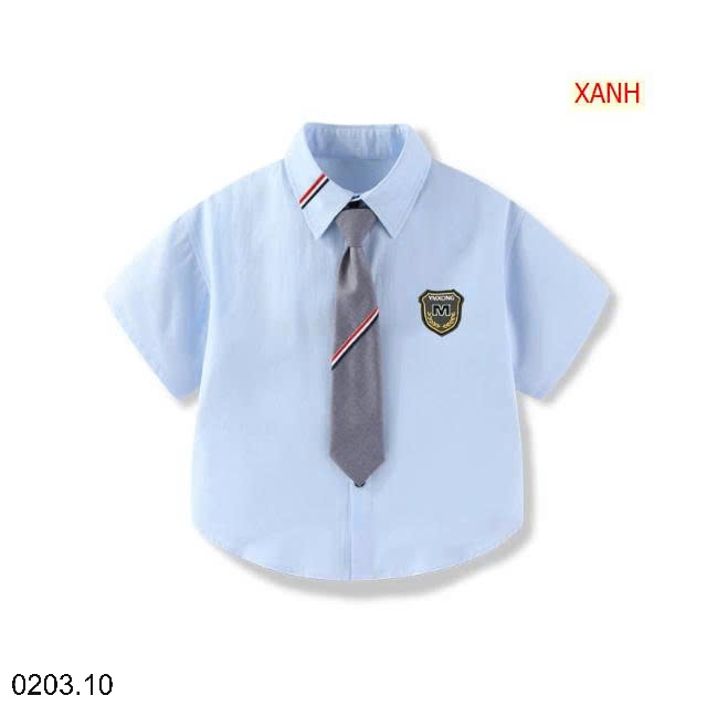 26HA0203.10 - ÁO SƠ MI CỘC TAY PHỐI CÀ VẠT