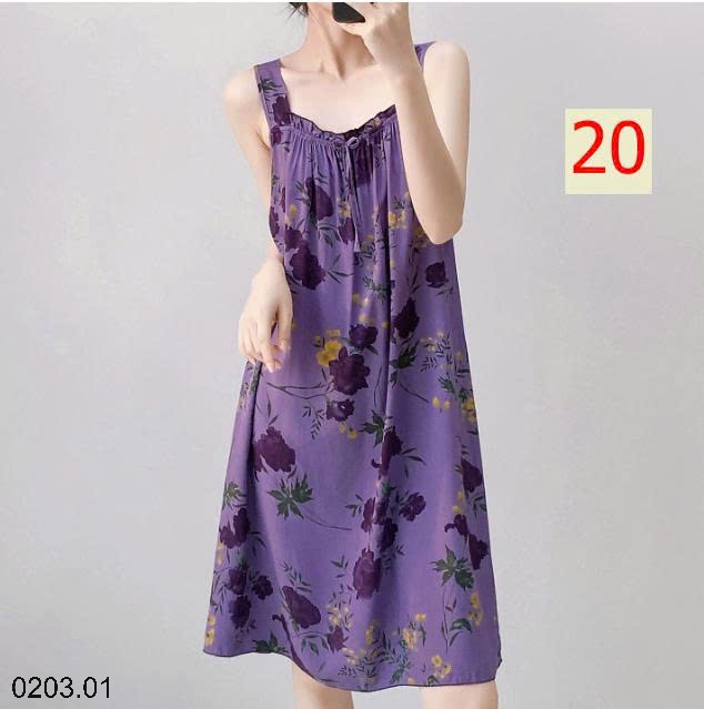 26HA0203.01 - VÁY LANH LỤA HAI DÂY MẶC NHÀ