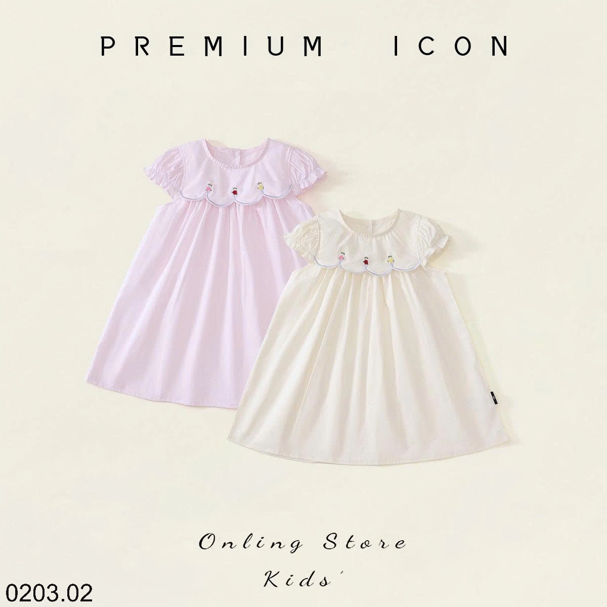 26HA0203.02 - VÁY BÉ GÁI CỔ HOA PREMIUM