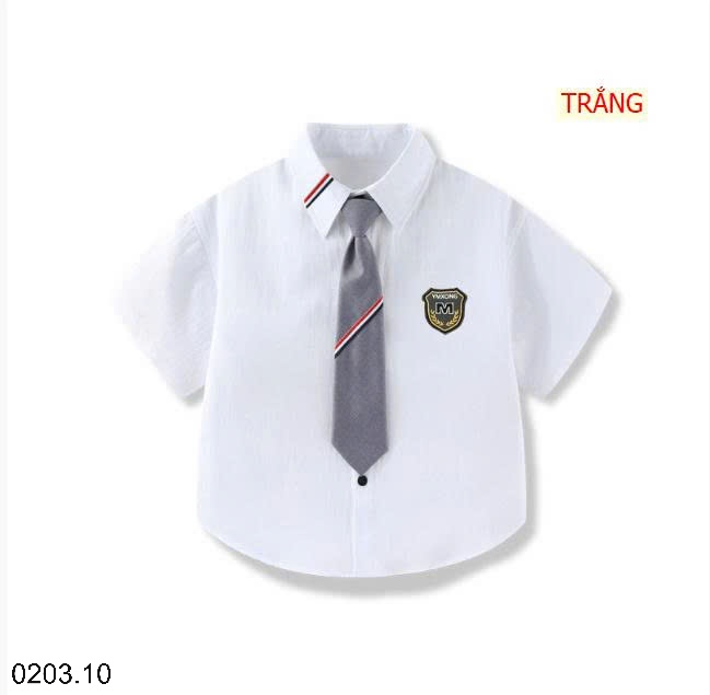26HA0203.10 - ÁO SƠ MI CỘC TAY PHỐI CÀ VẠT