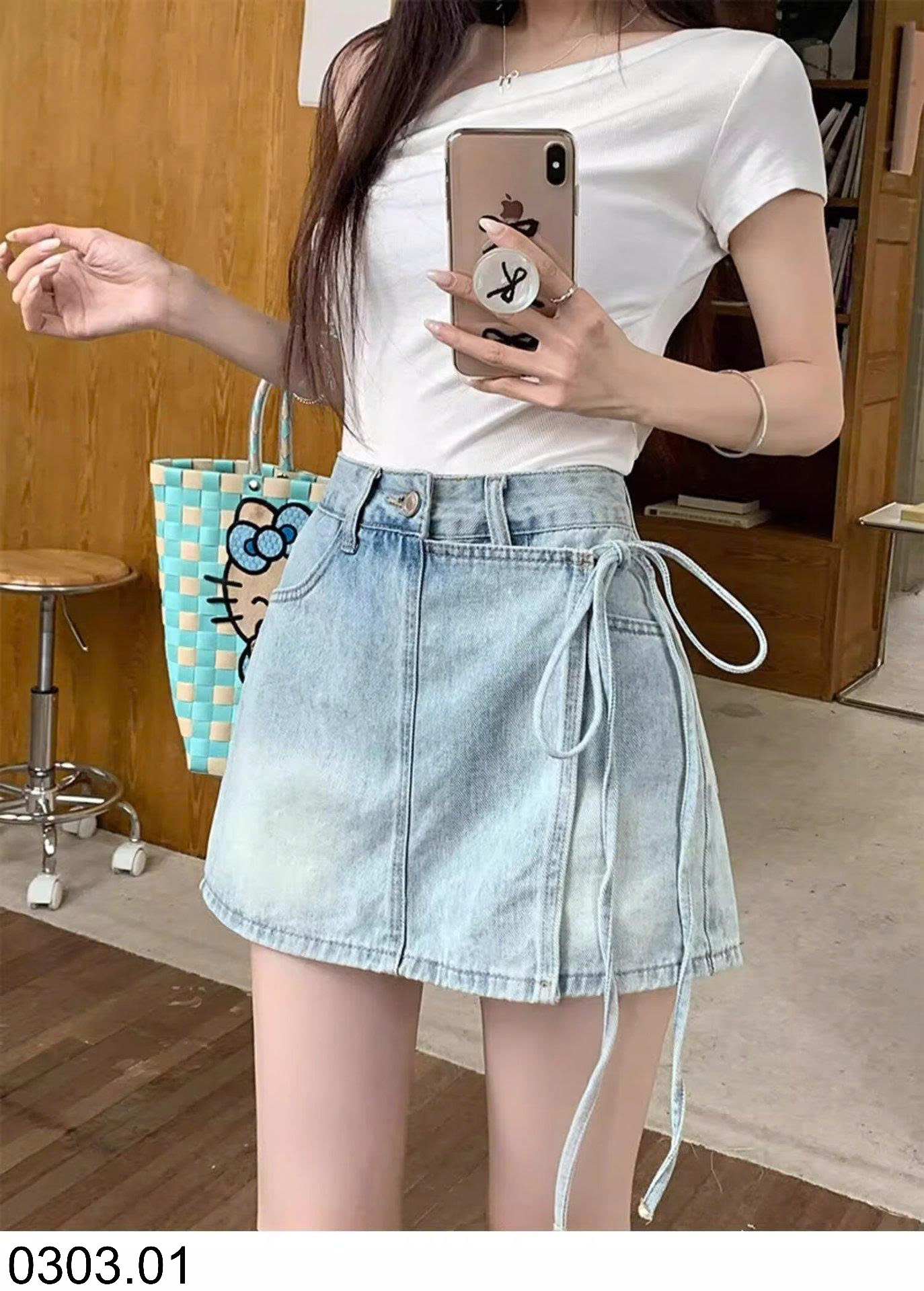 26HA0303.01 - QUẦN GIẢ VÁY DENIM NỮ