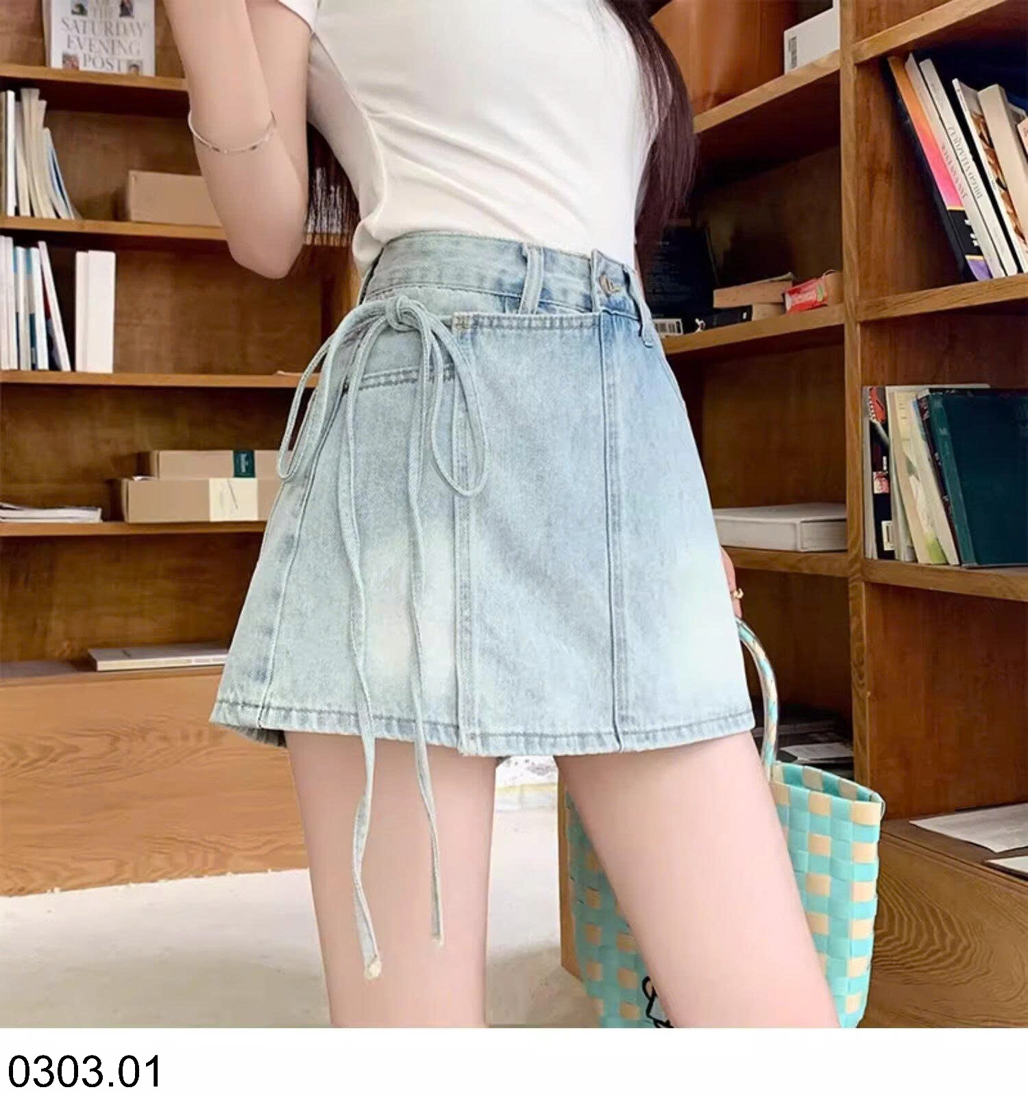 26HA0303.01 - QUẦN GIẢ VÁY DENIM NỮ