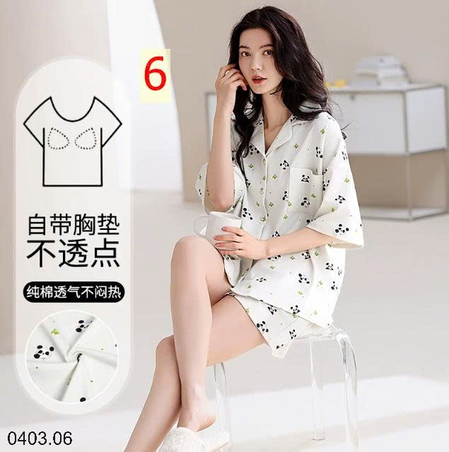 26HA0403.06 - BỘ PIJAMA CỘC NỮ KÈM BRA