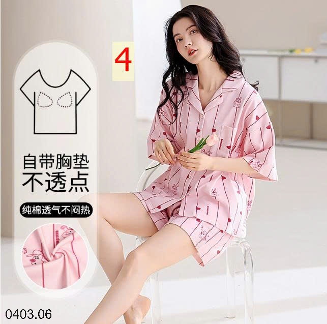 26HA0403.06 - BỘ PIJAMA CỘC NỮ KÈM BRA