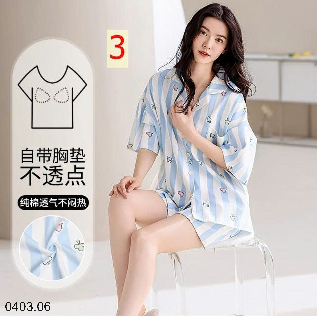 26HA0403.06 - BỘ PIJAMA CỘC NỮ KÈM BRA