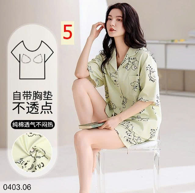 26HA0403.06 - BỘ PIJAMA CỘC NỮ KÈM BRA