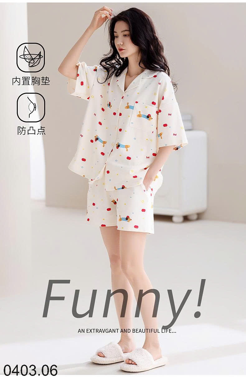 26HA0403.06 - BỘ PIJAMA CỘC NỮ KÈM BRA