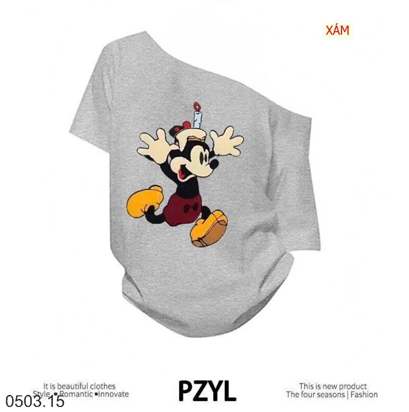 26HA0503.15 - ÁO THUN MICKEY LỆCH VAI CHO NỮ