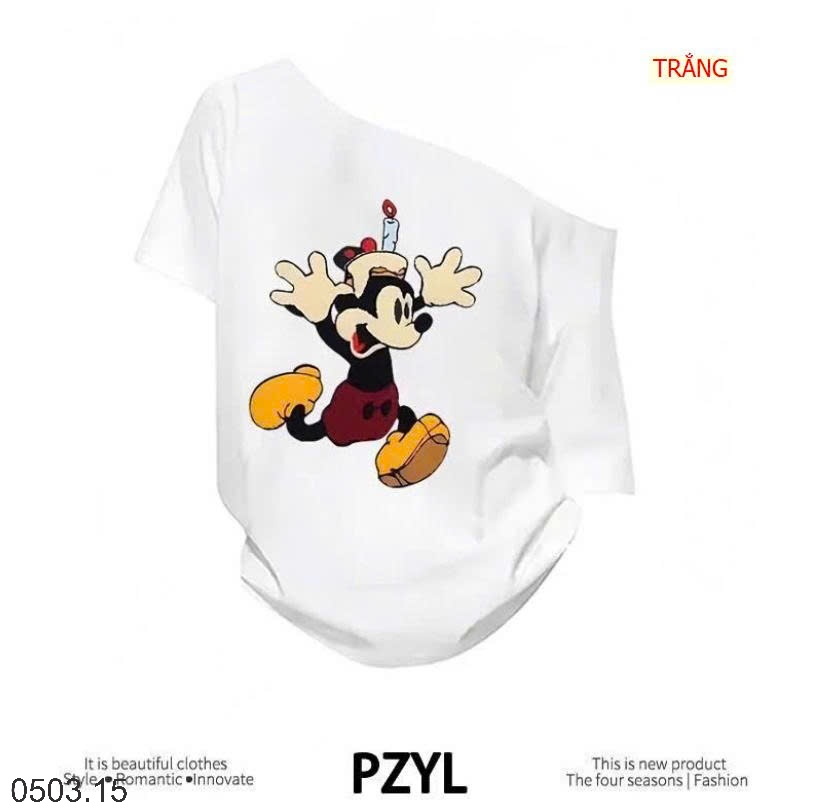 26HA0503.15 - ÁO THUN MICKEY LỆCH VAI CHO NỮ