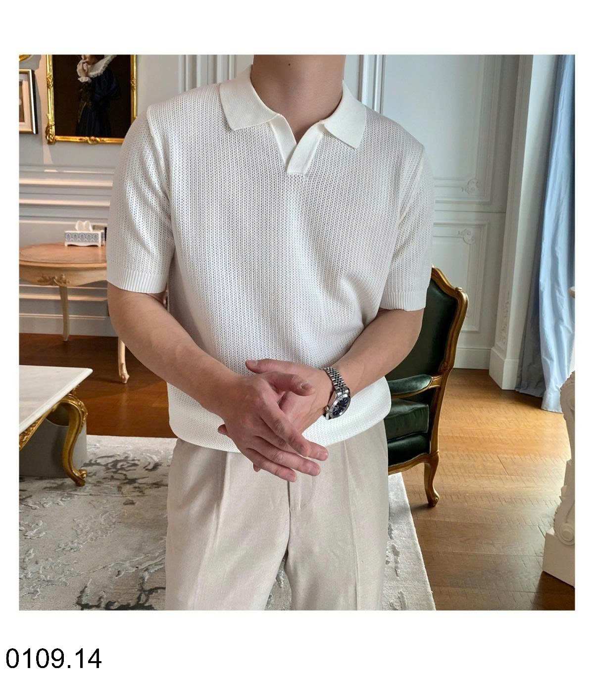 26HA0109.14 - ÁO LEN POLO NGẮN TAY NAM