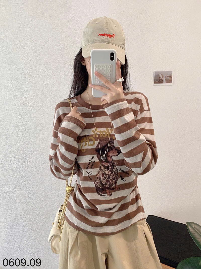 26HA0609.09 - ÁO THUN KẺ HÌNH CÚN