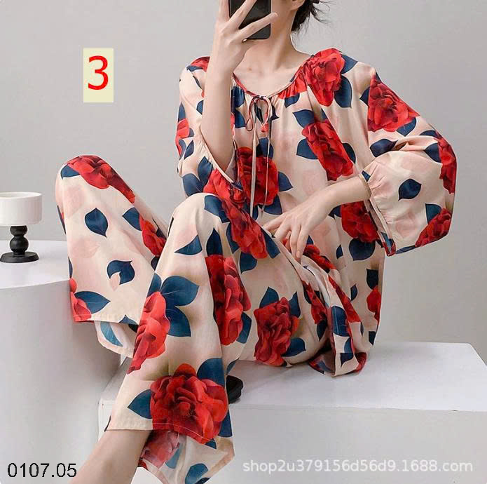 26HA0107.05 - BỘ LANH LỤA DÀI TAY CỔ TRÒN NỮ