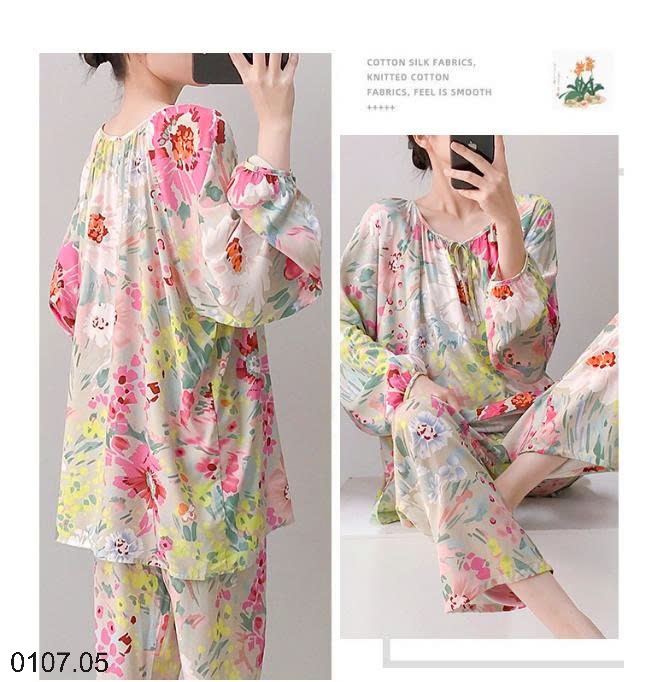 26HA0107.05 - BỘ LANH LỤA DÀI TAY CỔ TRÒN NỮ