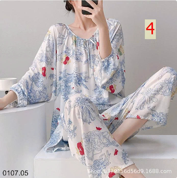 26HA0107.05 - BỘ LANH LỤA DÀI TAY CỔ TRÒN NỮ