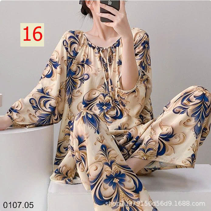 26HA0107.05 - BỘ LANH LỤA DÀI TAY CỔ TRÒN NỮ