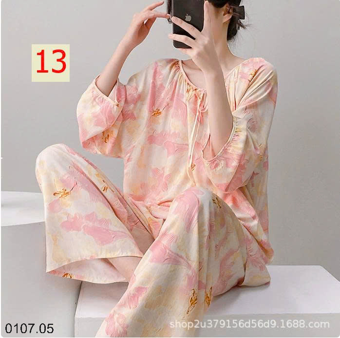 26HA0107.05 - BỘ LANH LỤA DÀI TAY CỔ TRÒN NỮ