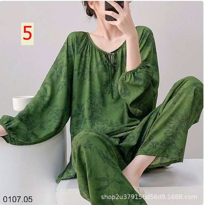 26HA0107.05 - BỘ LANH LỤA DÀI TAY CỔ TRÒN NỮ