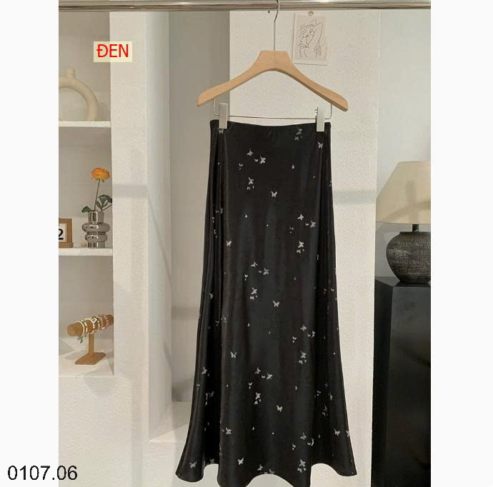 26HA0107.06 - CHÂN VÁY OMALAE SATIN IN HÌNH BƯỚM