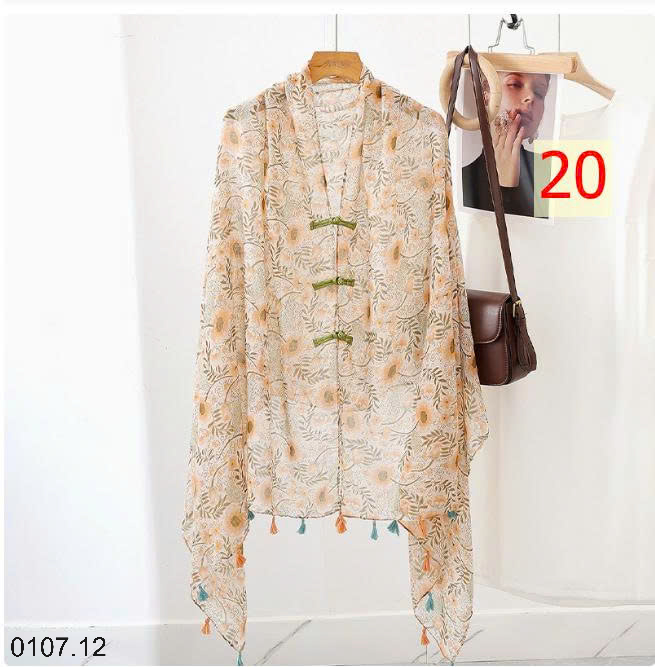 26HA0107.12 - KHĂN CHOÀNG MỎNG HOẠ TIẾT